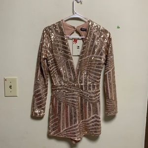 Rose gold long sleeved romper